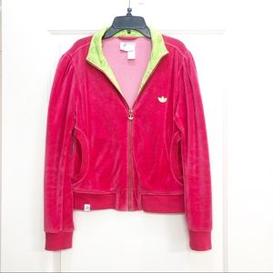 Adi Dassler Adidas Velour Zip Up Track Jacket